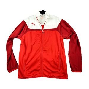 Vintage Puma Track Jacket Mens Large Red/White Full Zip‎ Mock Neck